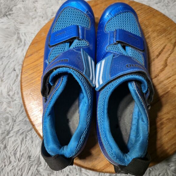 Shimano SH-TR9 Men Size 8 EU Blue 41.5 Triathlon Carbon Cycling 3 Bolt Road Shoe - Picture 7 of 10